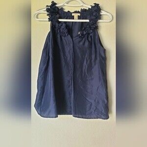 J.Crew silk navy petals blouse